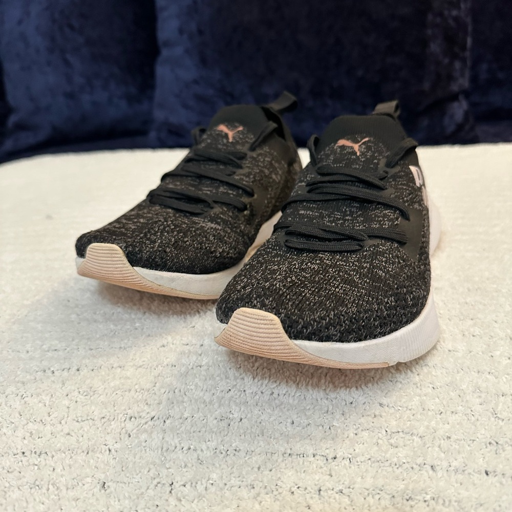 Puma Black Knit Sneakers with White Sole - Picture 4 of 15